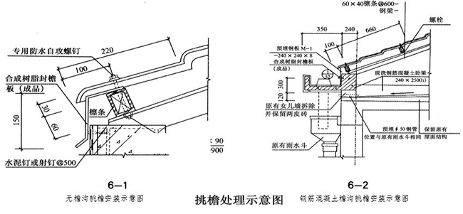 樹脂瓦屋面挑檐的處理示意圖